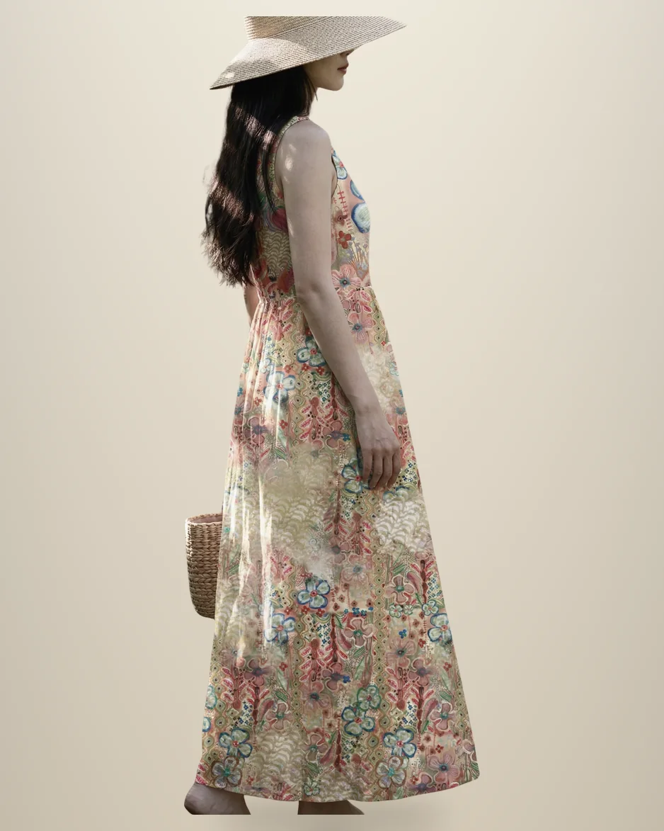 Tiered maxi dress in a soft all-over floral print